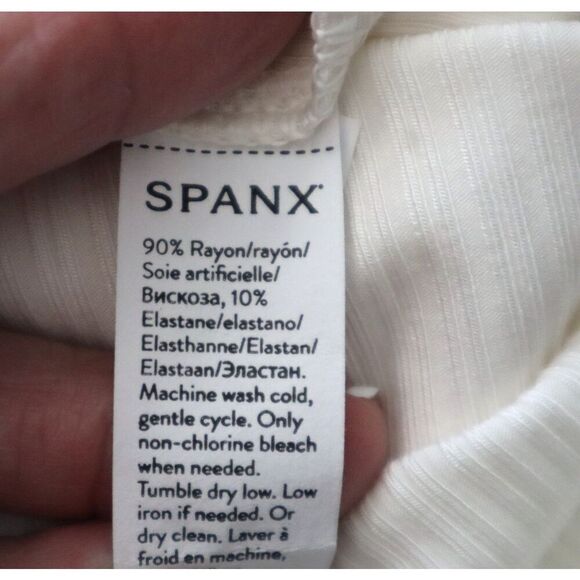 Spanx 21007R Women's Sz Medium Powder White Ribbed One Shoulder Top - Picture 4 of 7